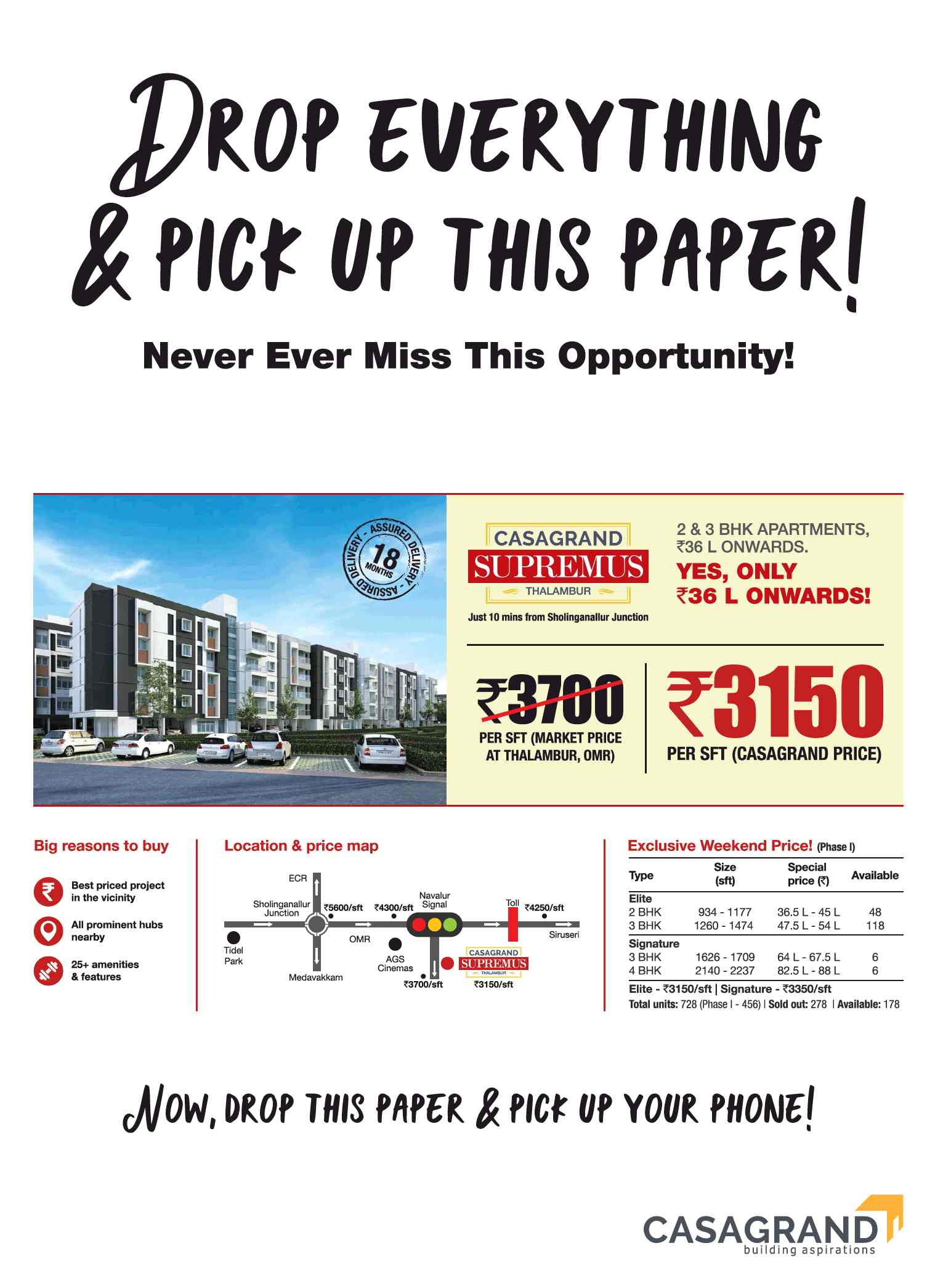 Book home with Rs. 3150 per sq.ft. at Casagrand Supremus in Chennai